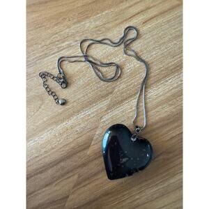 Emberly Hematite Black Heart Pendant Necklace